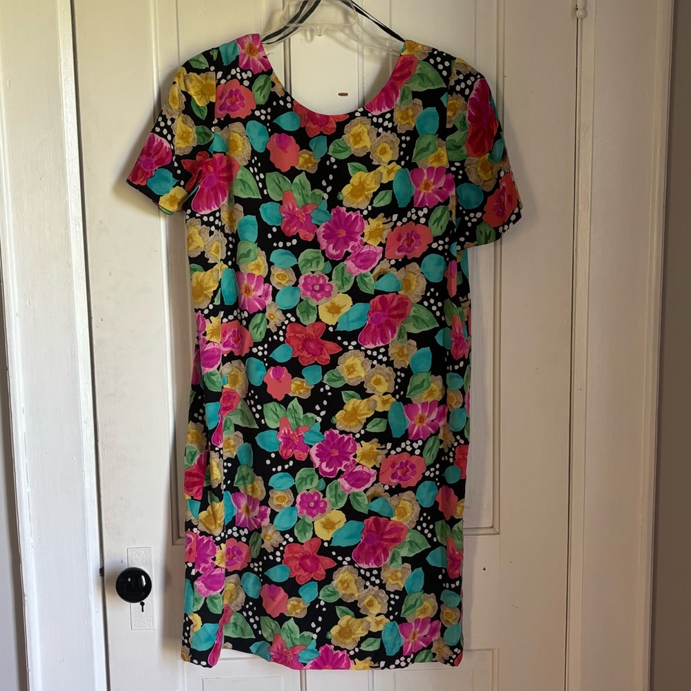 Nipon Boutique Floral Print Dress 100% Silk
